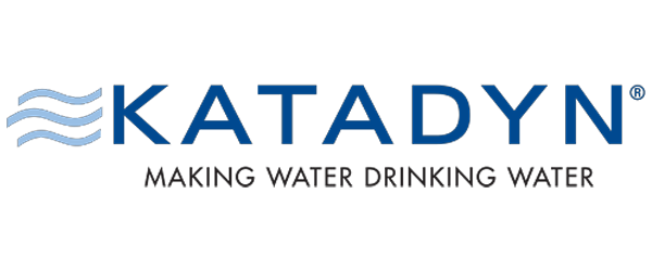 Katadyn logo with blue waves and the slogan 'Making Water Drinking Water'