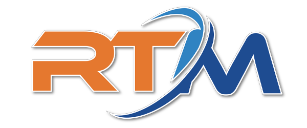 RTM logo with orange and blue text on a black background.