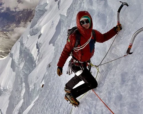 Tim Miller ice climbing