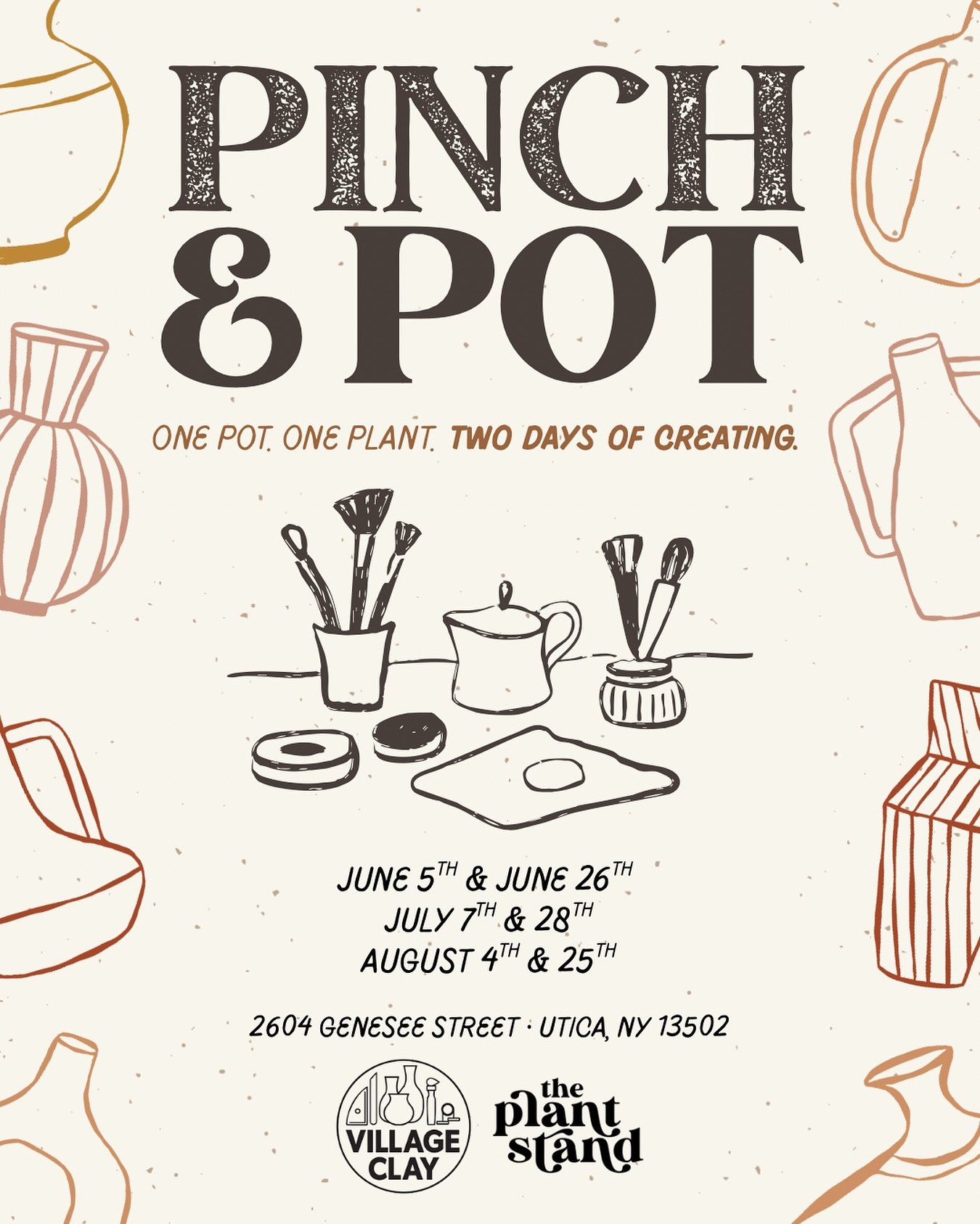 ‼️NEW DATES ‼️

If you missed our sold-out June series, good news: we&rsquo;re opening up two more rounds of our two-part pottery + plant workshop this summer!

Here&rsquo;s how it works:

✨ Part 1: Pinch &ndash; Handbuild your own pinch pot alongsid