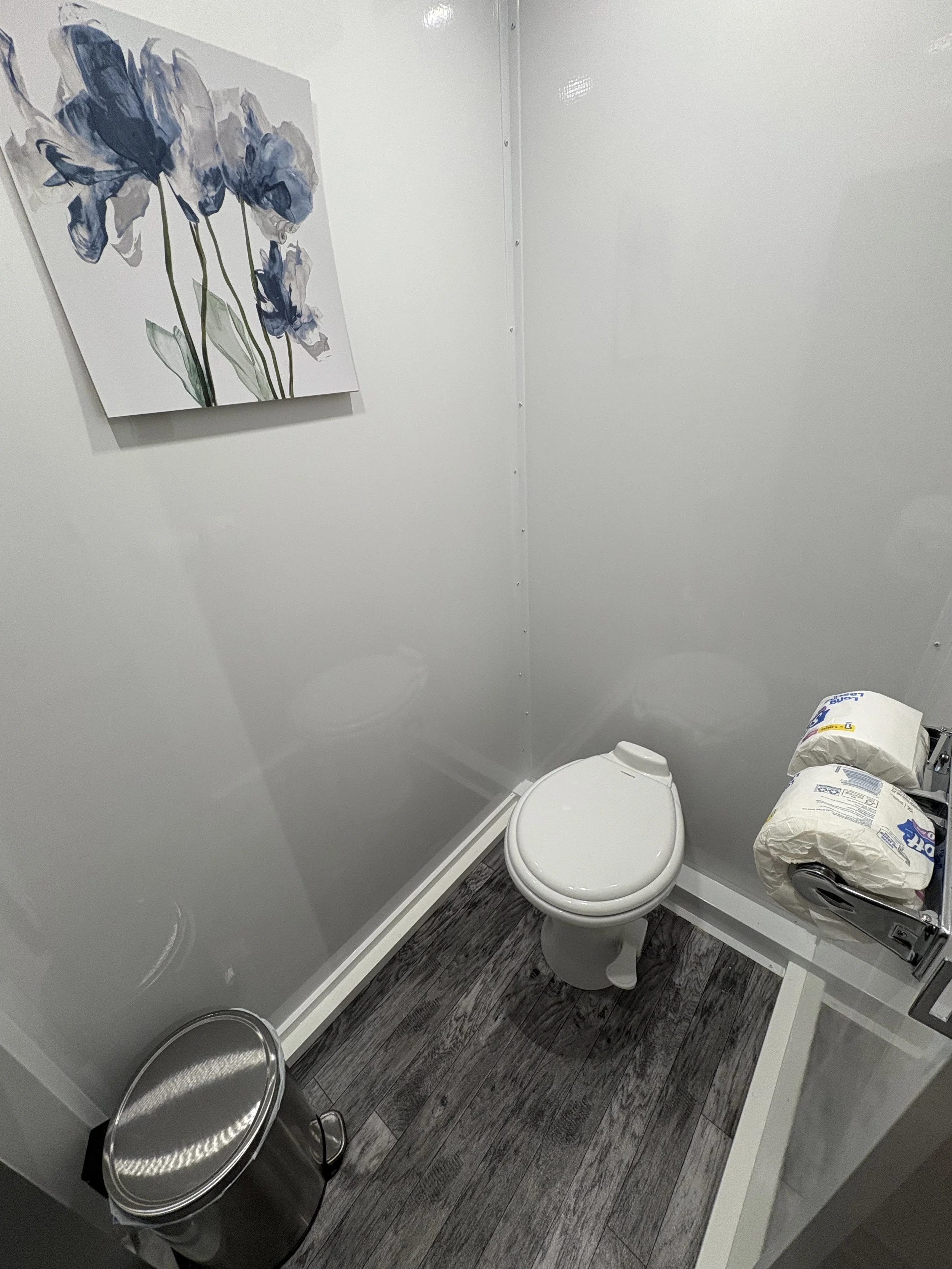 Mobile Restroom Trailer Modern Interior and Flushing Toilets