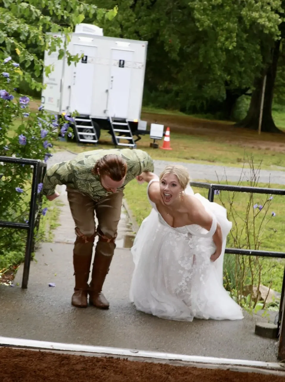 Finishing Touches Restroom Trailer Two Stall at Wedding