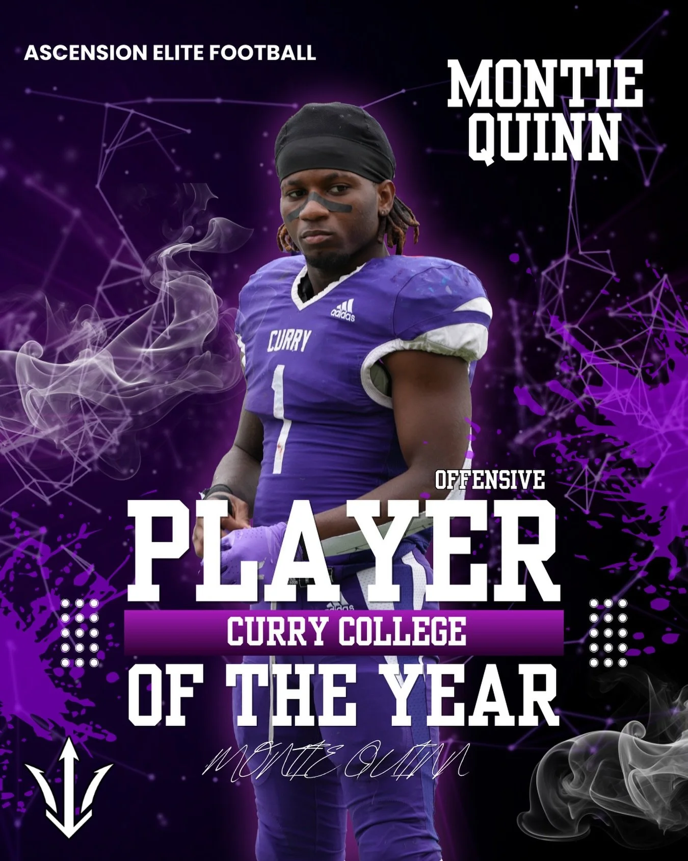 Congratulations to AEFT&rsquo;s Offensive Player of the Year: Montie Quinn

Montie Quinn delivered a season that redefined dominance. He set the NCAA single-game rushing record with 522 yards and 7 touchdowns against Nichols College, then came back t