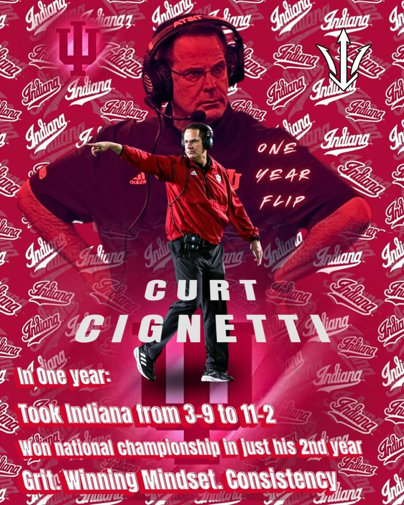 Coach Spotlight: The One-Year Flip &ndash; Curt Cignetti 🏆 🔥

Year 1 at Indiana : 3&ndash;9 ➡️ 11&ndash;2.
That&rsquo;s the definition of a one-year flip.

Curt Cignetti flipped the culture, the mindset, and the expectations overnight. Buy-in was i
