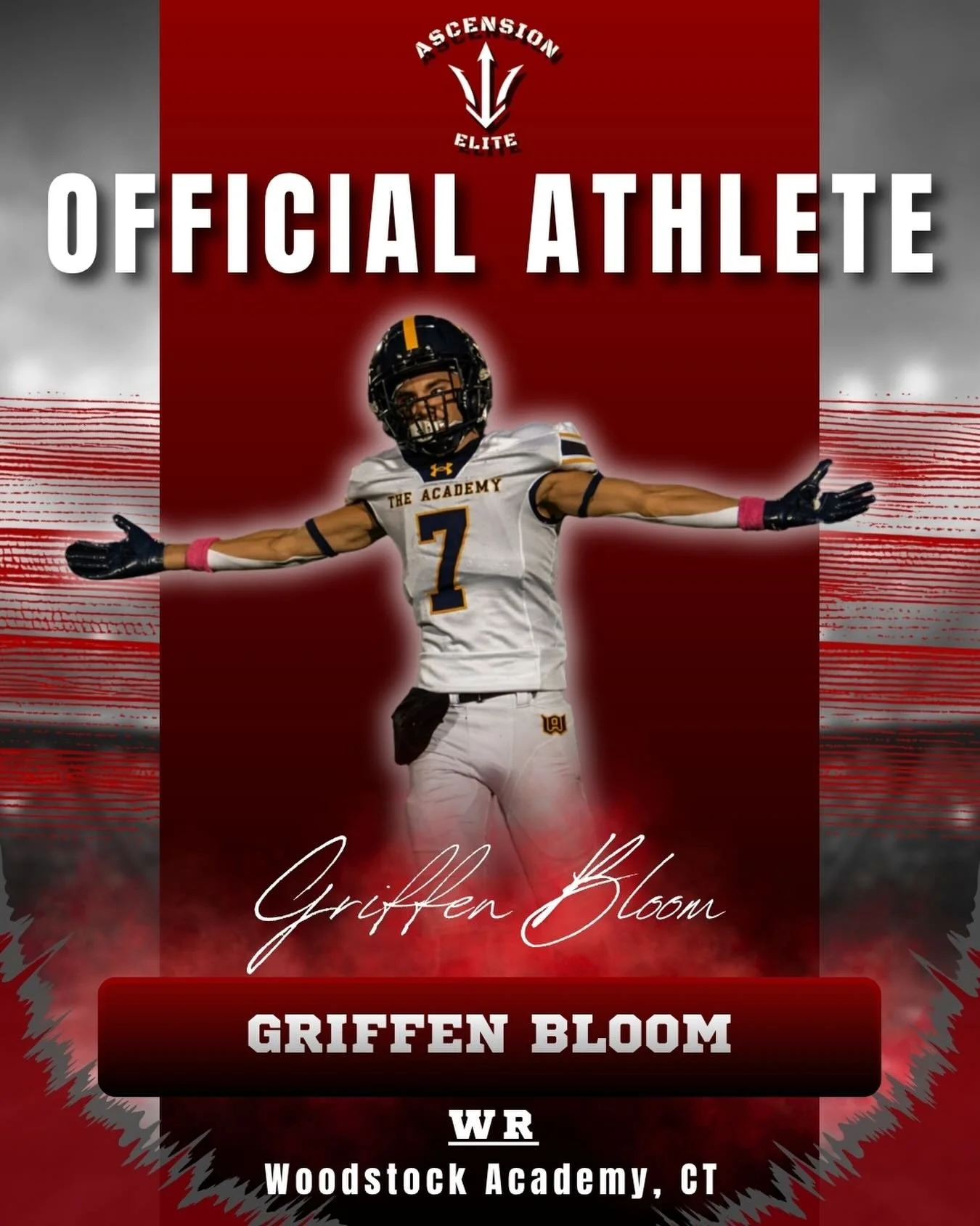 🔥 OFFICIALLY LOCKED IN: Griffen Bloom is bringing his game to the Ascension Elite Showcase!

The Woodstock Academy (CT) wideout is a dynamic athlete with route precision and playmaking ability. A competitor who shines when the spotlight hits.

📅 Ma
