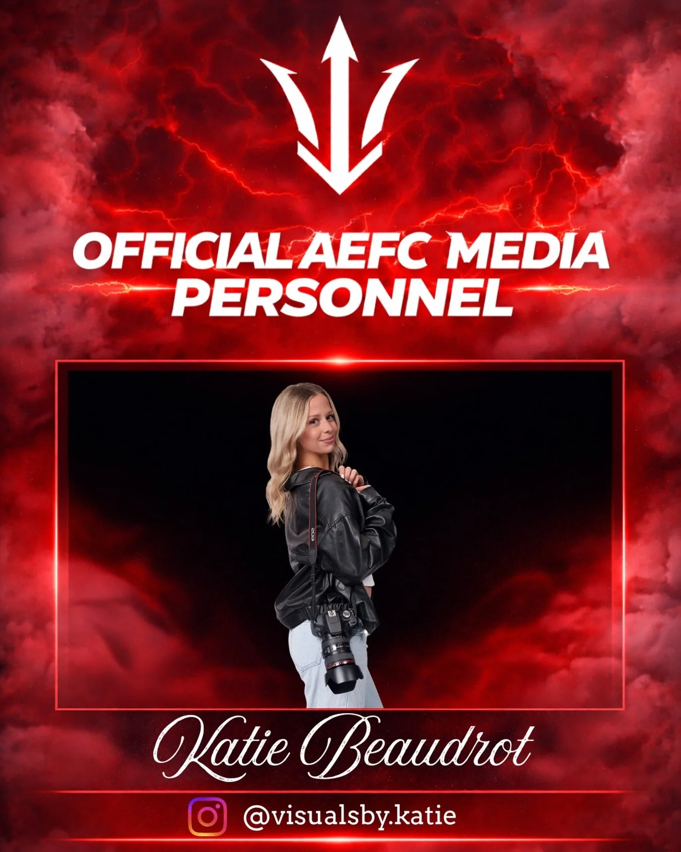KATIE BEAUDROT IS LOCKED IN FOR AEFC. 📸🔥

Katie brings elite-level experience behind the lens and in the content game.

Currently serving as the Social Media &amp; Creative Content Manager for UNH Football, she also works across all UNH athletics i