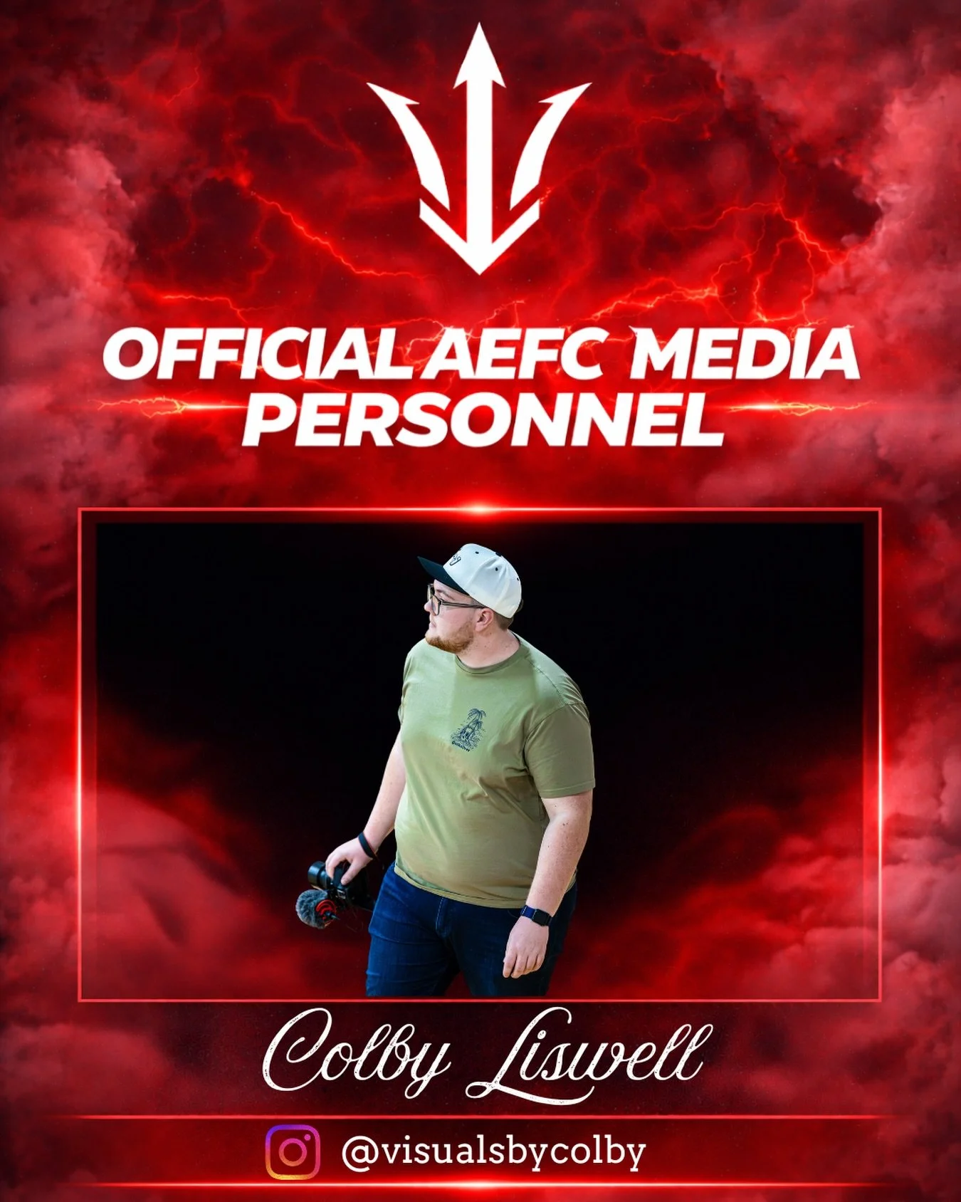 COLBY LISWELL IS LOCKED IN FOR AEFC. 🎥🔥

Colby brings a complete skillset across graphics, photography, and videography.

Working with WNE Athletics, he&rsquo;s been behind the scenes capturing high-level moments and creating content that represent