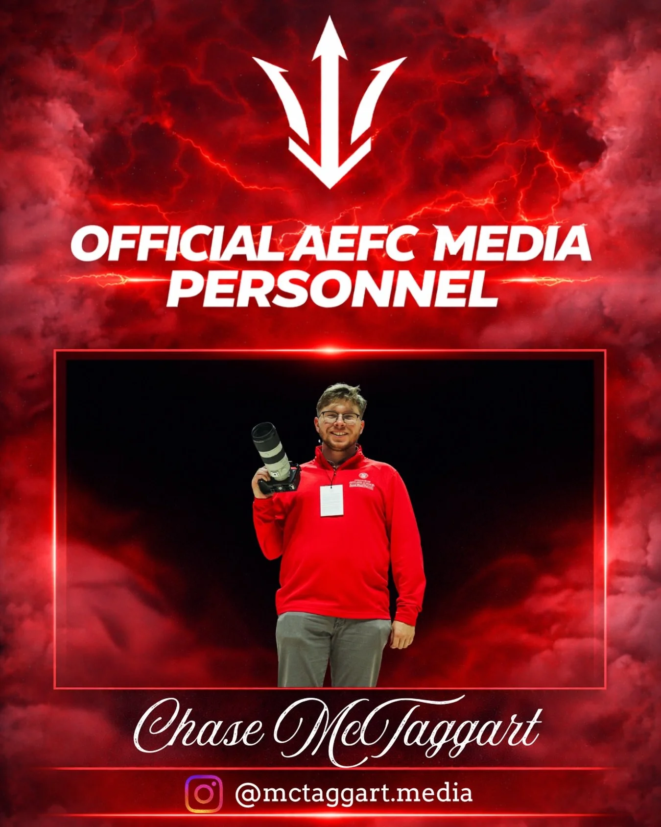 CHASE MCTAGGART IS LOCKED IN FOR AEFC. 🎬🔥

Western Mass native with real experience in the content game.

Chase is currently a graduate student at Sacred Heart University in the Sports Communication &amp; Media program, and has been building in the
