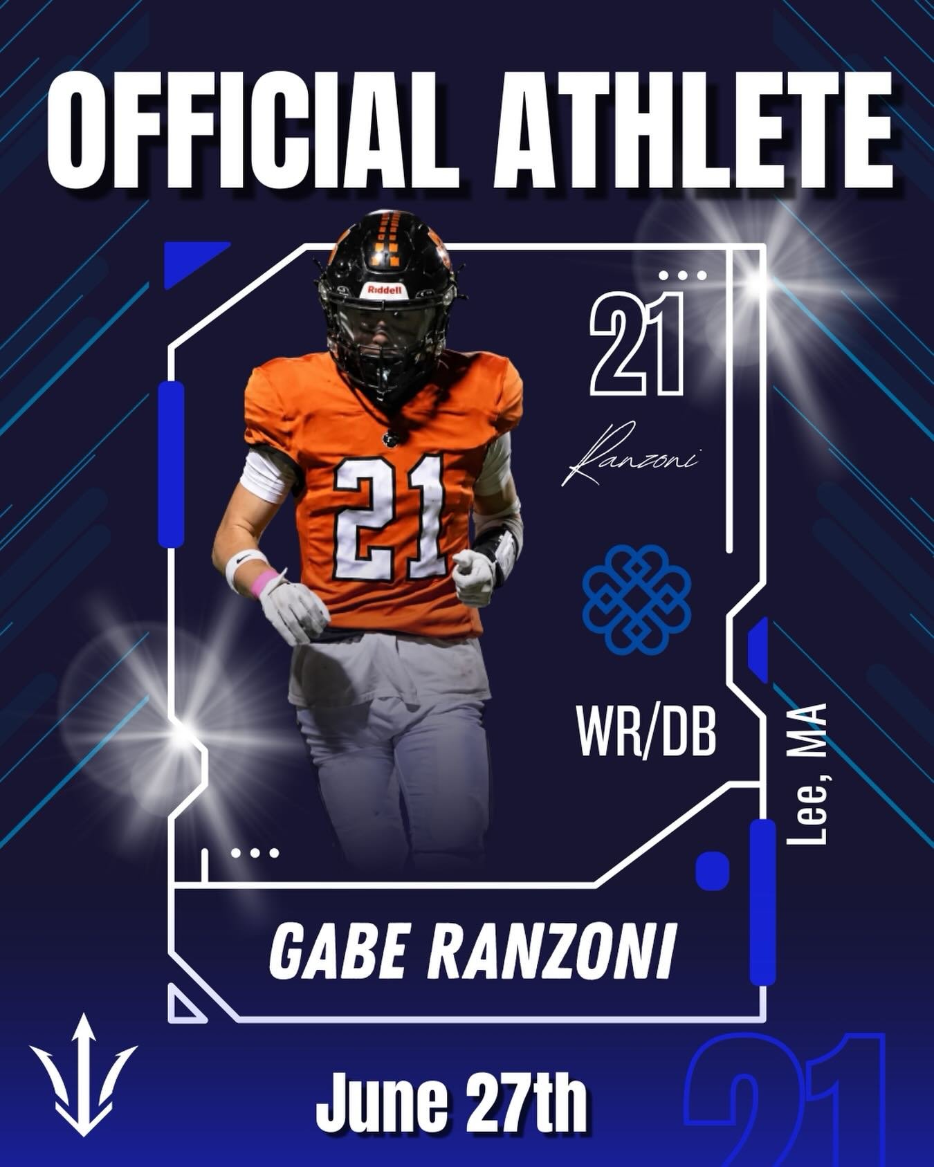 🔱 WELCOME BACK, GABE RANZONI. 🔱

We&rsquo;re excited to officially welcome Gabe Ranzoni (WR/DB, Lee High School, MA) back for Camp Two of the Ascension Elite Football Camp on June 27th.

Gabe is a versatile athlete who brings toughness, athleticism