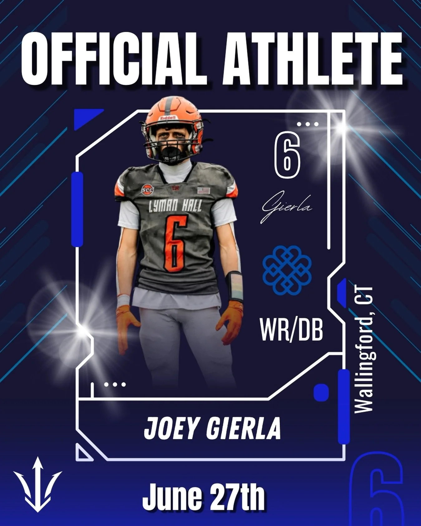 🔱 WELCOME TO AEFC, JOEY GIERLA. 🔱

We&rsquo;re excited to officially welcome Joey Gierla (WR/DB, Lyman Hall High School) to Camp Two of the Ascension Elite Football Camp on June 27th.

Joey is a dynamic two-way athlete who brings energy, competitiv