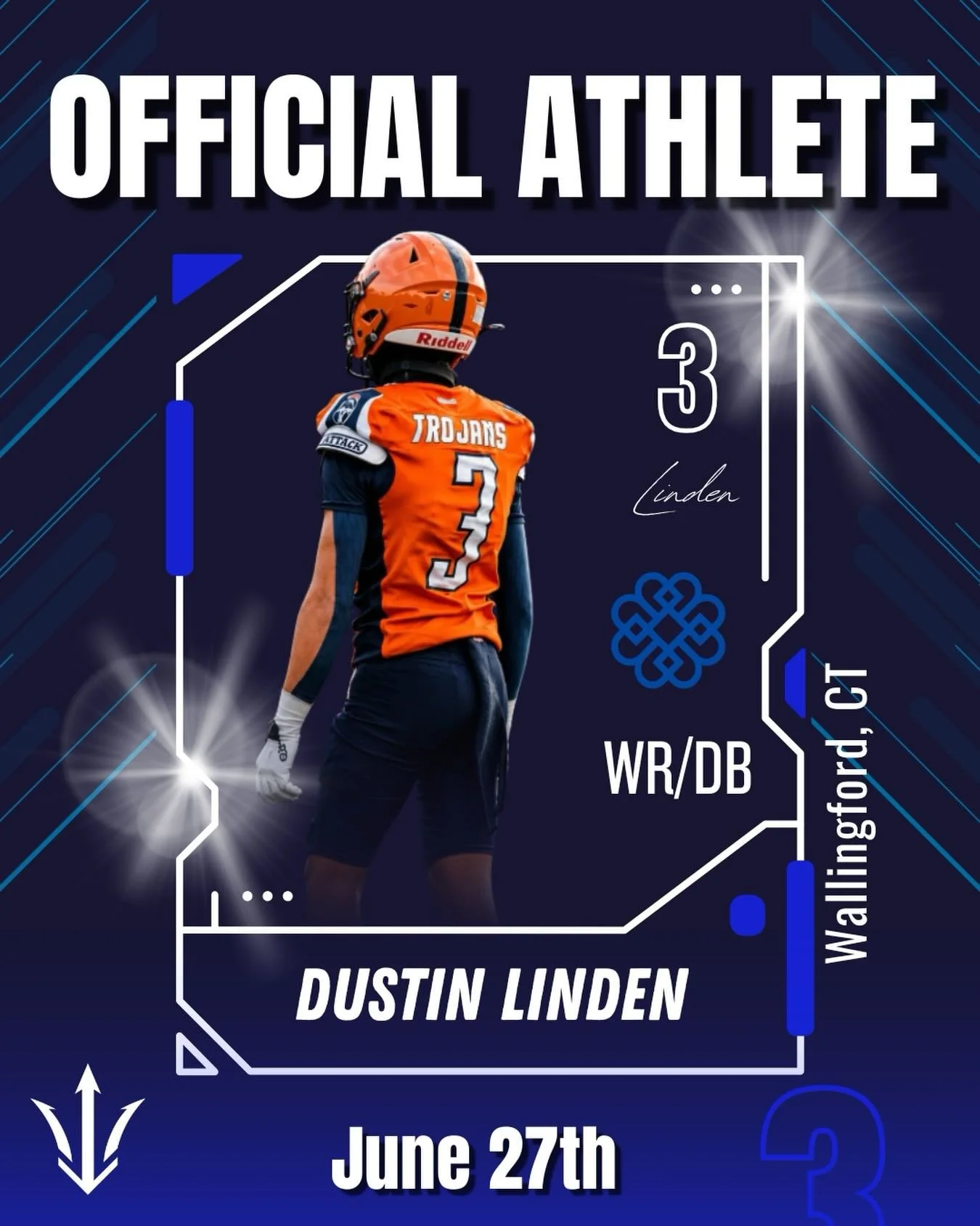 🔱WELCOME TO AEFC, DUSTIN LINDEN. 🔱

We&rsquo;re excited to officially welcome Dustin Linden (WR/DB, Wallingford, CT) to Camp Two of the Ascension Elite Football Camp on June 27th.

Dustin is a versatile two-way athlete whose playmaking ability, com