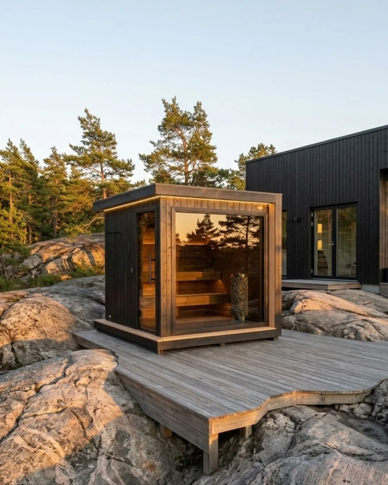 Soona, sunset, and a cooling swim - what else would you even need this summer🤩

Check out our design saunas at soonasauna.com!

.
.
.
#outdoorsauna 
#soona 
#soonasauna 
#scandihome