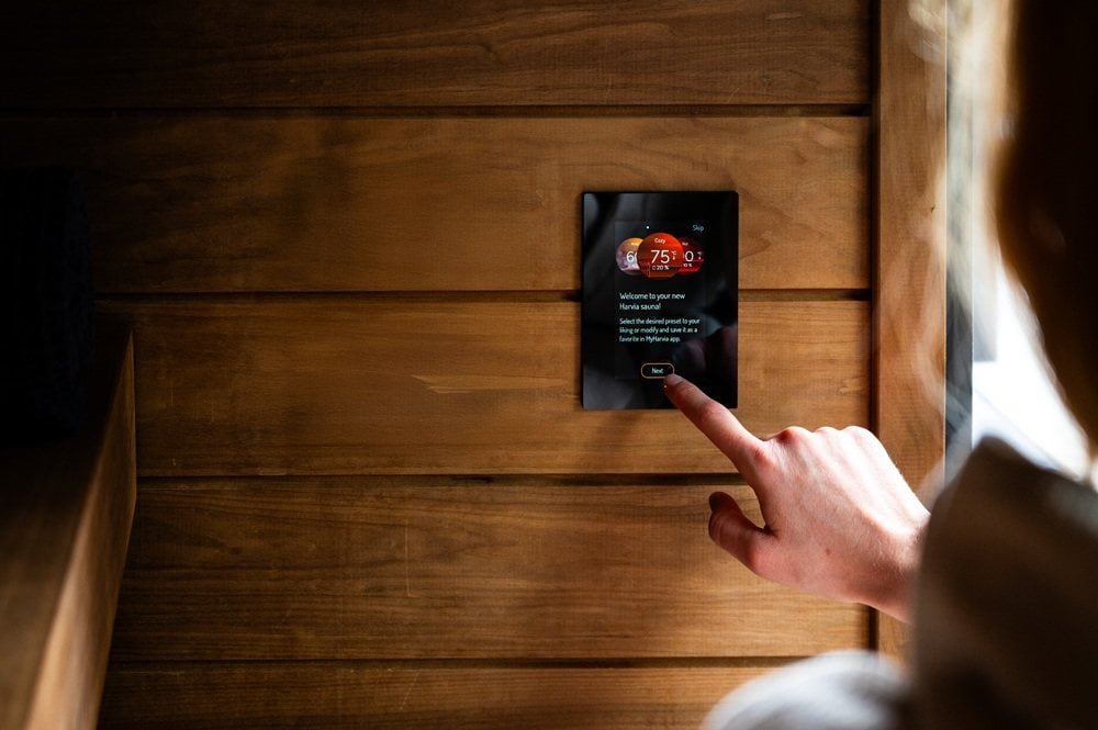 Controlling outdoor sauna heater by Harvia Fenix control panel