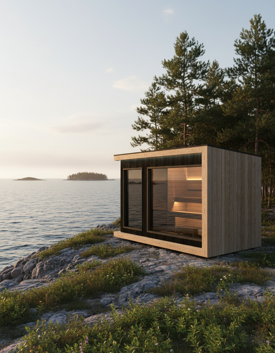 Moderni ja laadukas pihasauna, jonka voi asentaa helposti ja vaivattomasti ilman erillisiä perustuksia. Tyylikäs ja luonnonmukainen sauna.