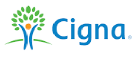 Cigna logo with a stylized tree and the word 'Cigna' in blue.