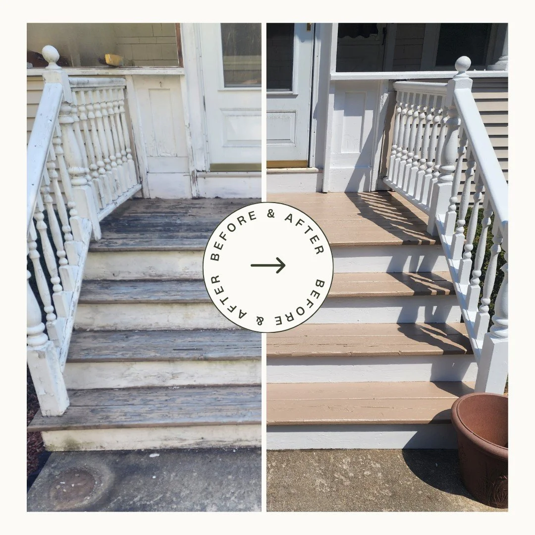 What a difference a fresh coat makes! 👣✨
These porch stairs went from worn and weathered to clean and inviting. Whether it&rsquo;s the first step into your home or just a weekend refresh, we&rsquo;re here to help bring the details back to life.

Rea