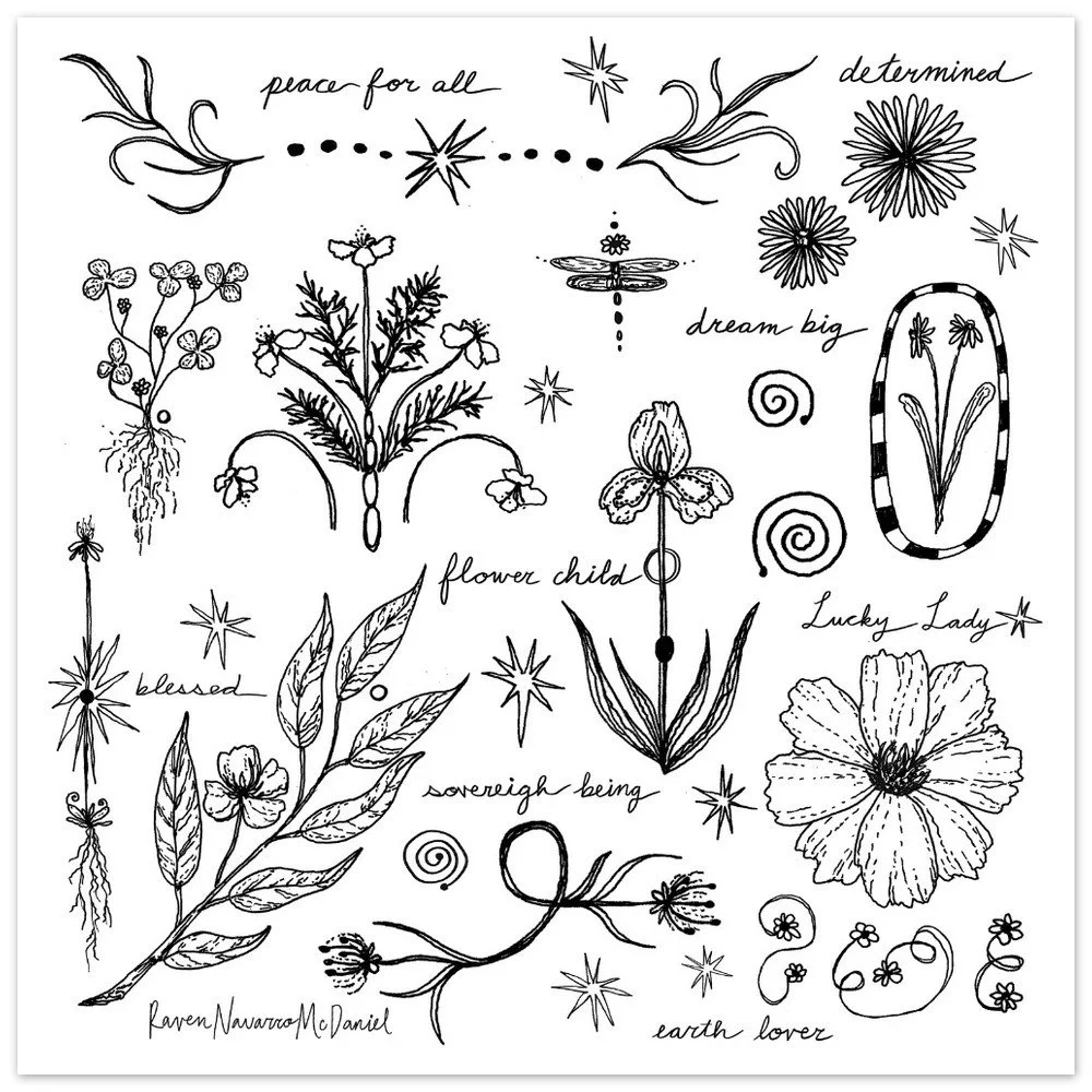 UNFRAMED FLOWER CHILD ILLUSTRATED PRINT