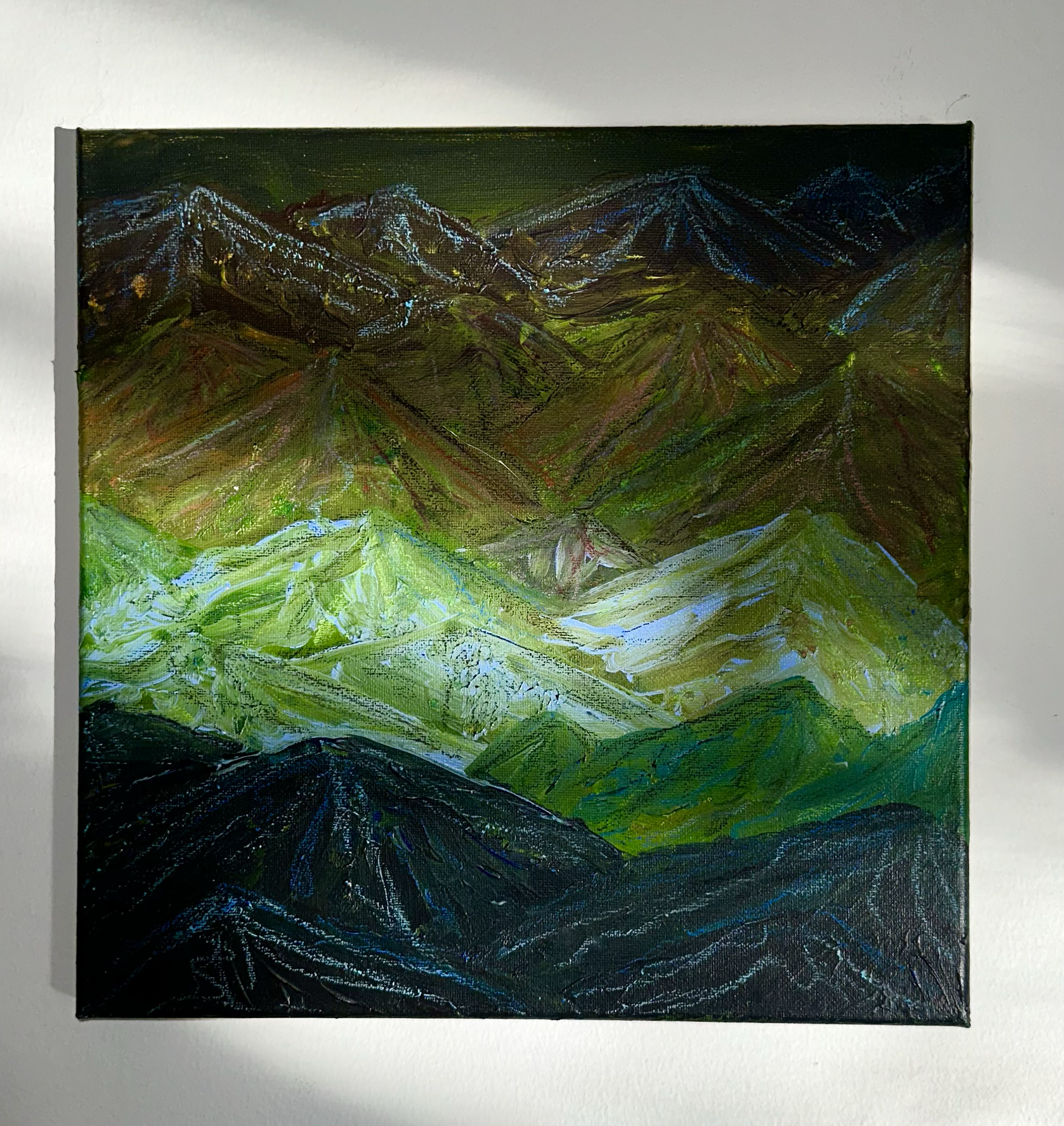 "backed by the mountains"
made for my husband for our wedding
one of five pieces
12x12 inches