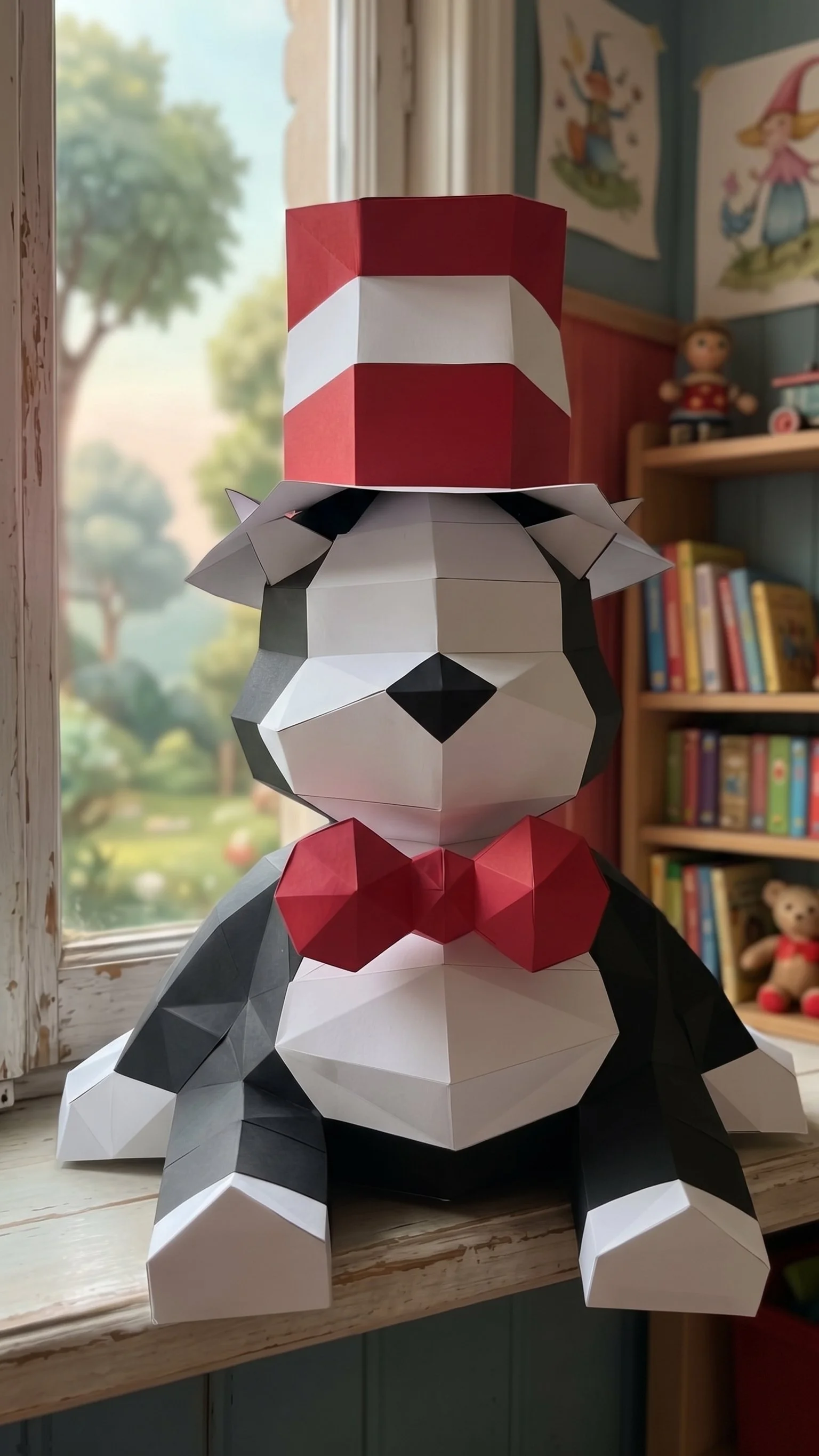 low poly papercraft cat