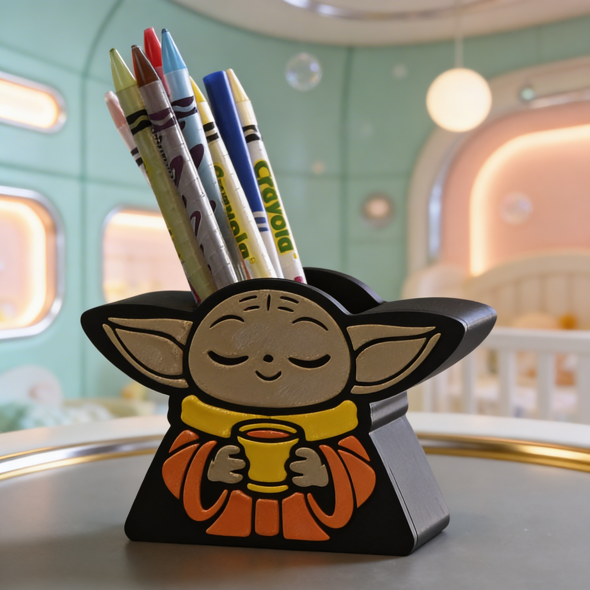 baby yoda pen holder flat