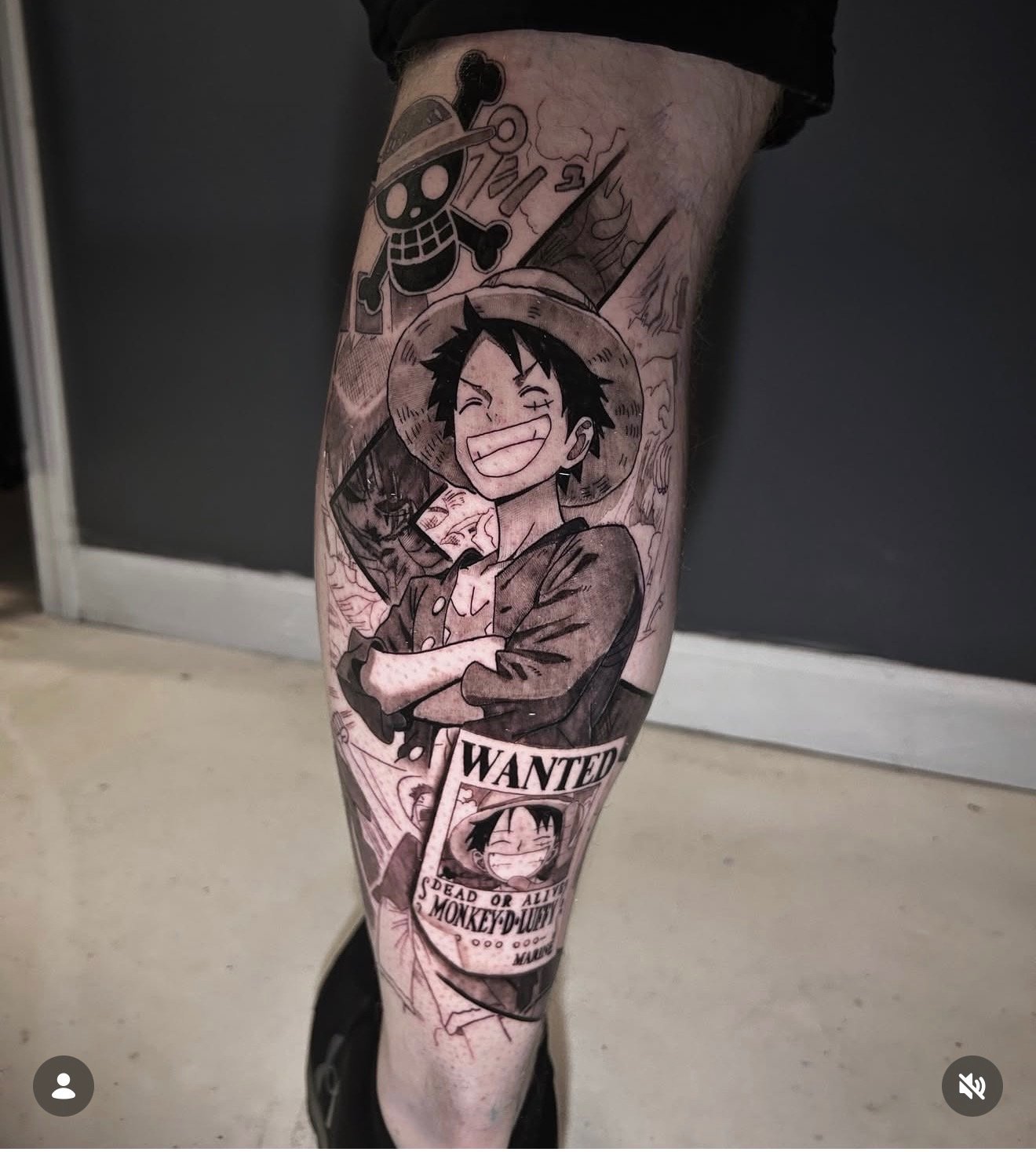 anime tattoo black and gray 