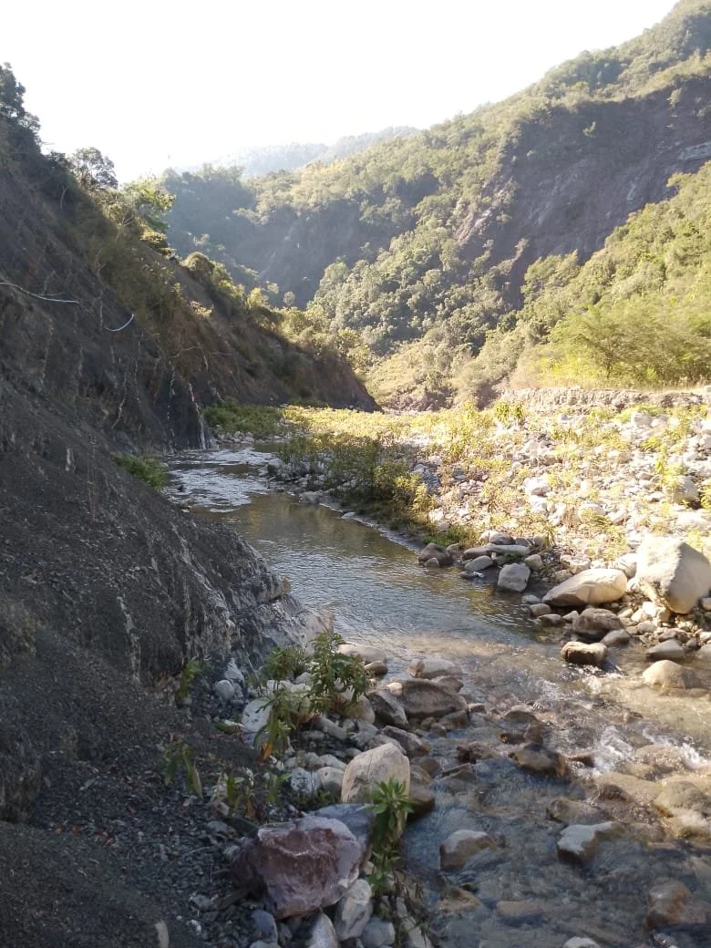 The stream of water that the water system will be using to provide water for the community.