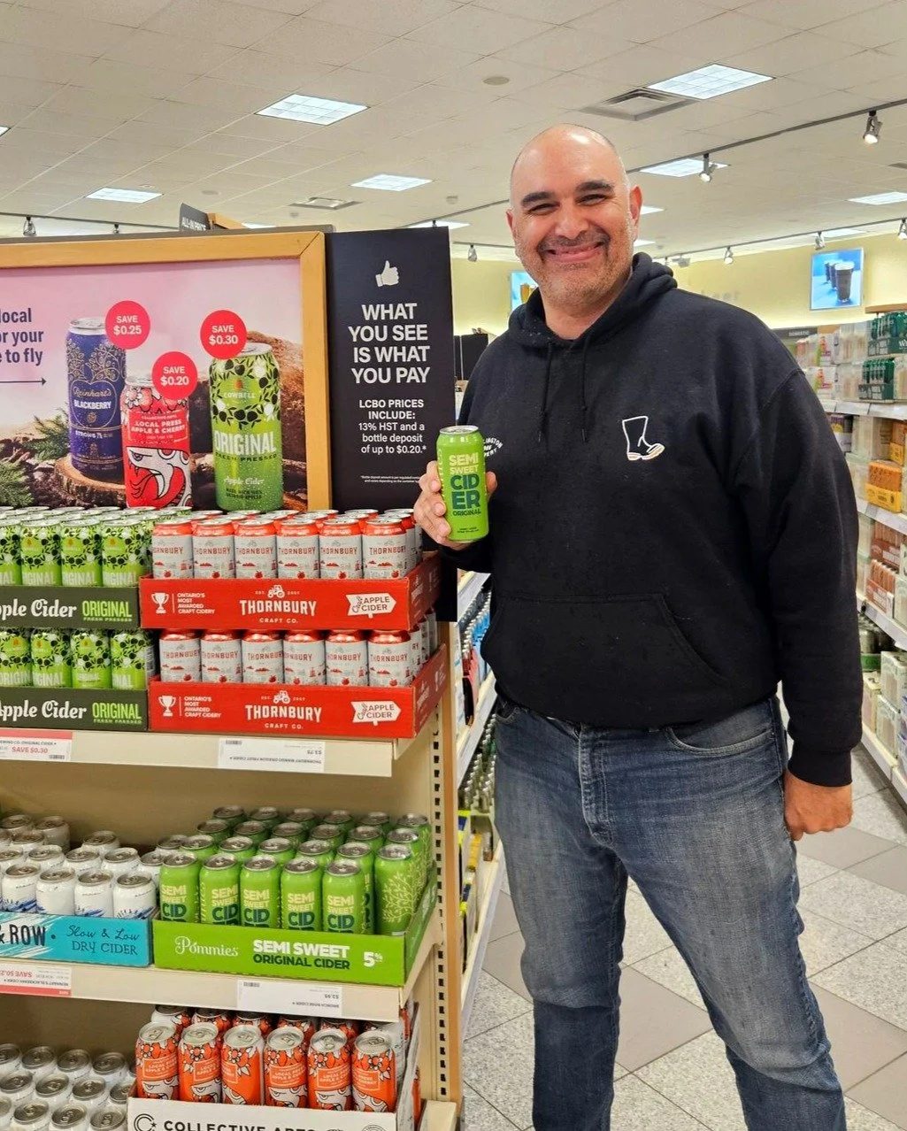 Did you know we're in LCBO's across all of Ontario?! You can find us almost ANYWHERE! 

Our Northern Ontario Sales Rep, John, is proudly showing off his end aisle in one of his LCBO's.