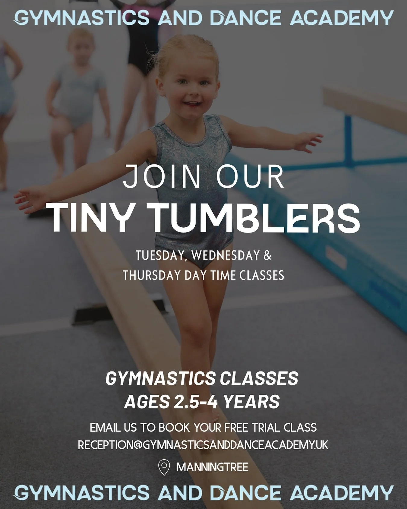 🤸‍♀️ Tiny Tumblers at Gymnastics and Dance Academy 🤸‍♀️
Fun-filled gymnastics classes designed especially for little ones aged 2.5 – 4 years 💫
We even have a Wednesday morning PAYG session where parents can join in too — the