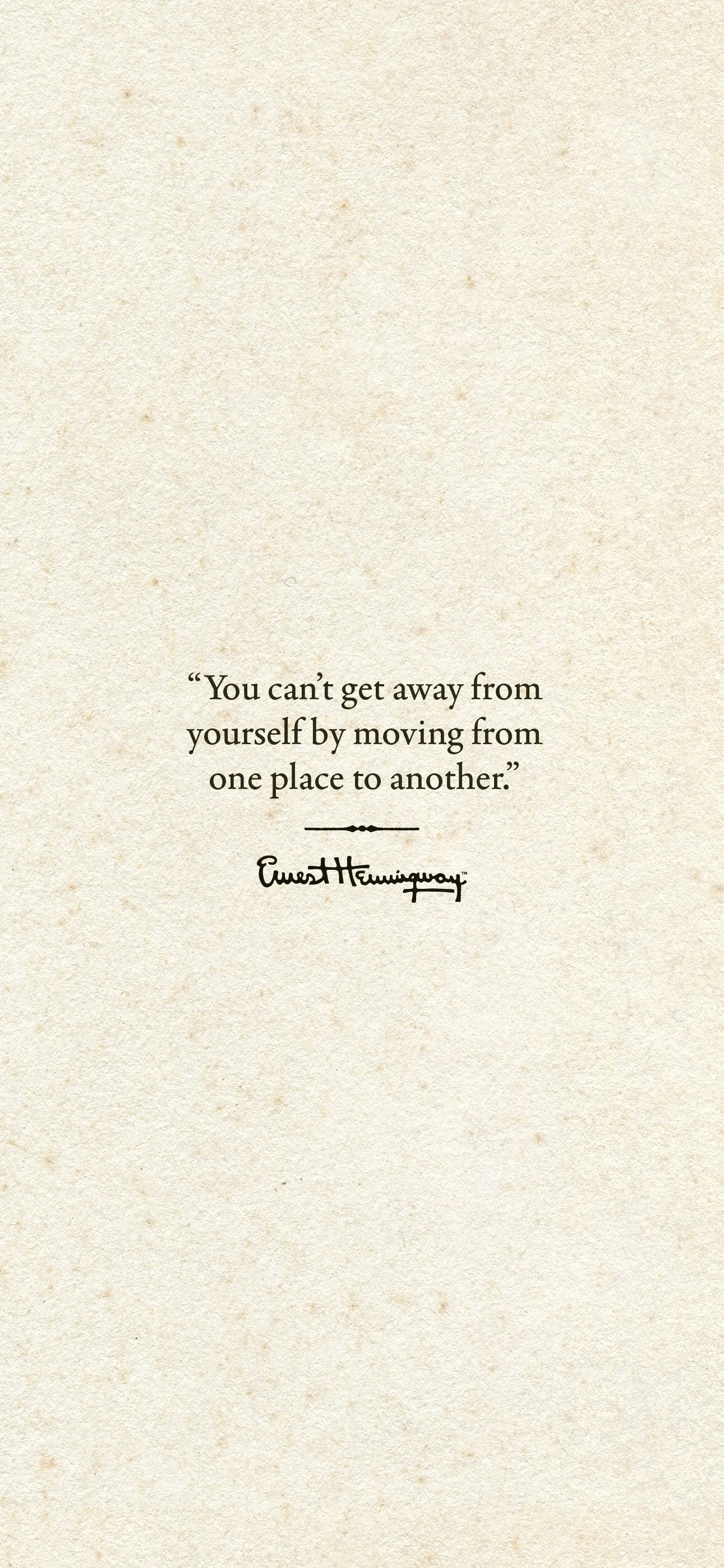 A phone background for iPhone featuring a quote by Ernest Hemingway from his first novel, The Sun Also Rises.