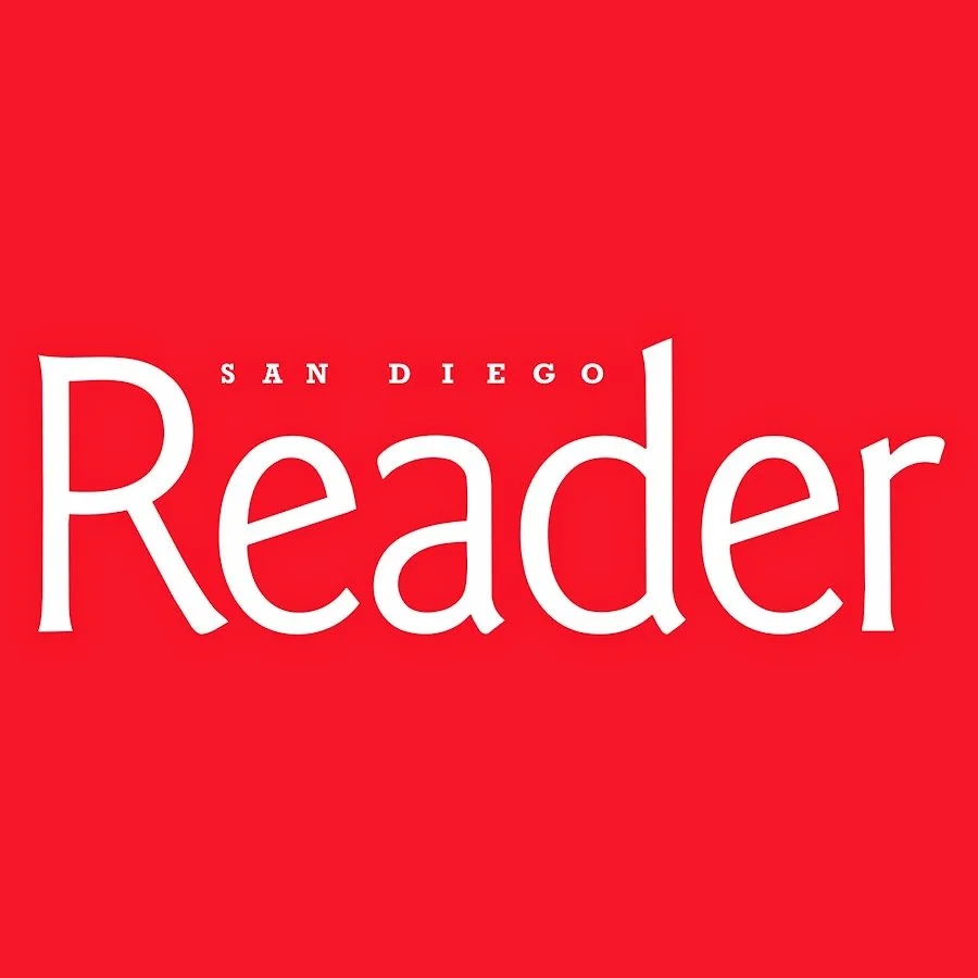 Red background with white text that reads "San Diego Reader."