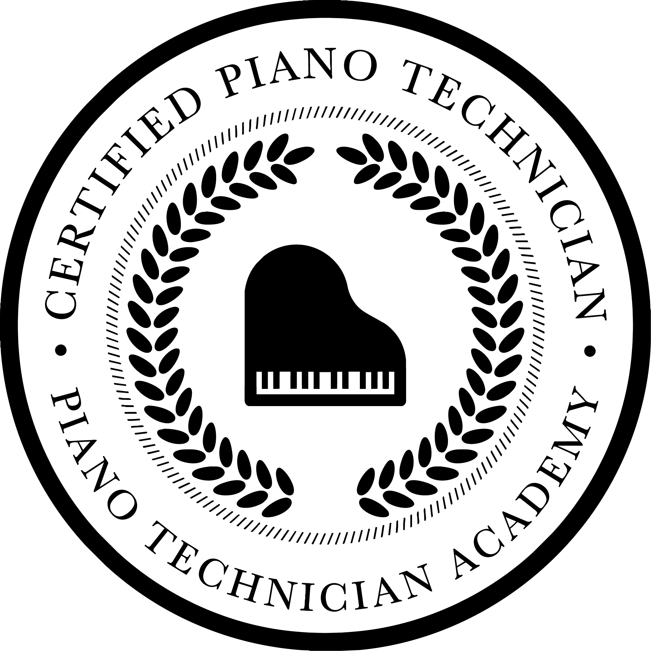 Certified Piano Technician seal from the Piano Technicians Academy