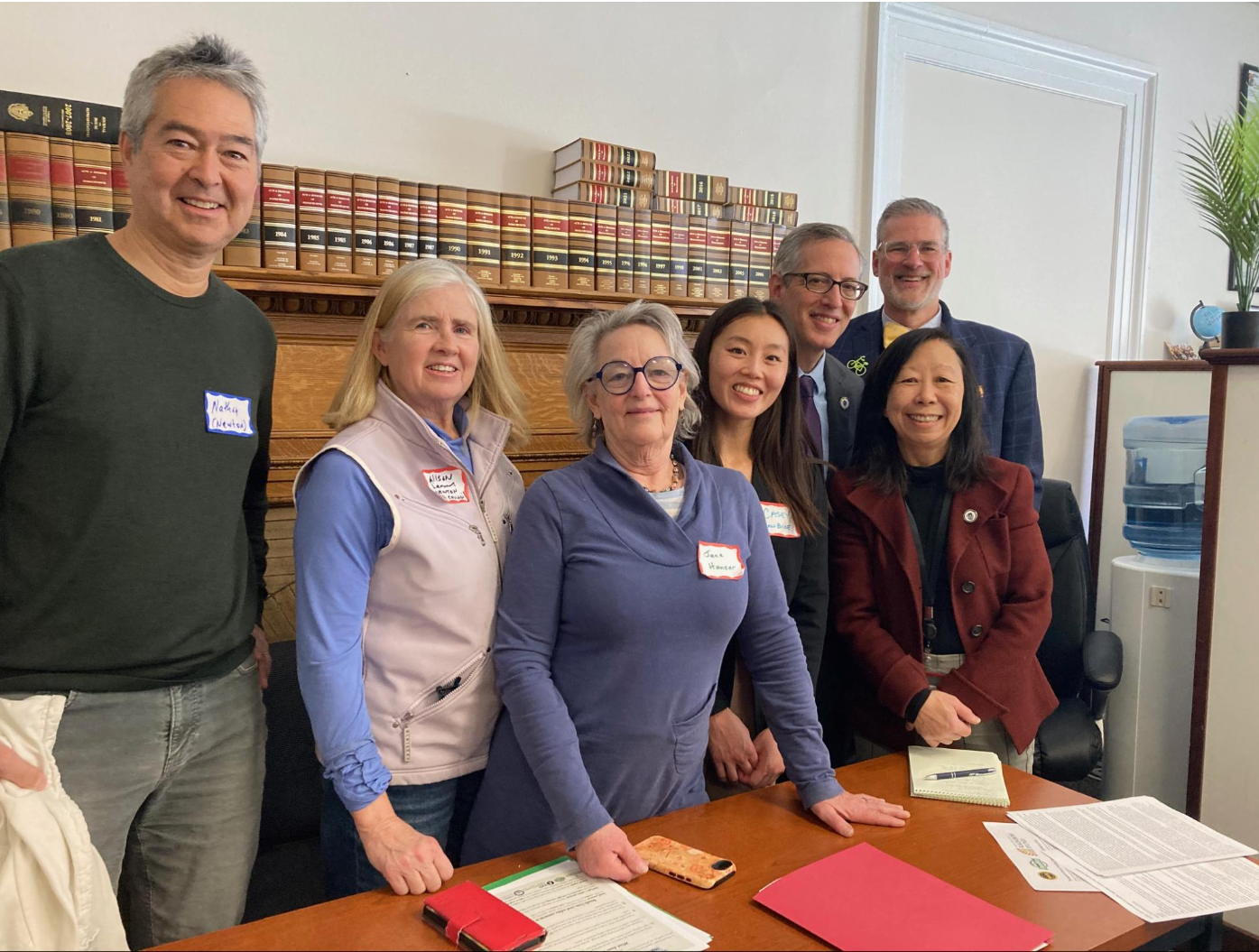 Members of Bike Newton stopped by the statehouse for a legislative briefing and to advocate for passage of H3754 - An Act relative to traffic regulations using road safety cameras.