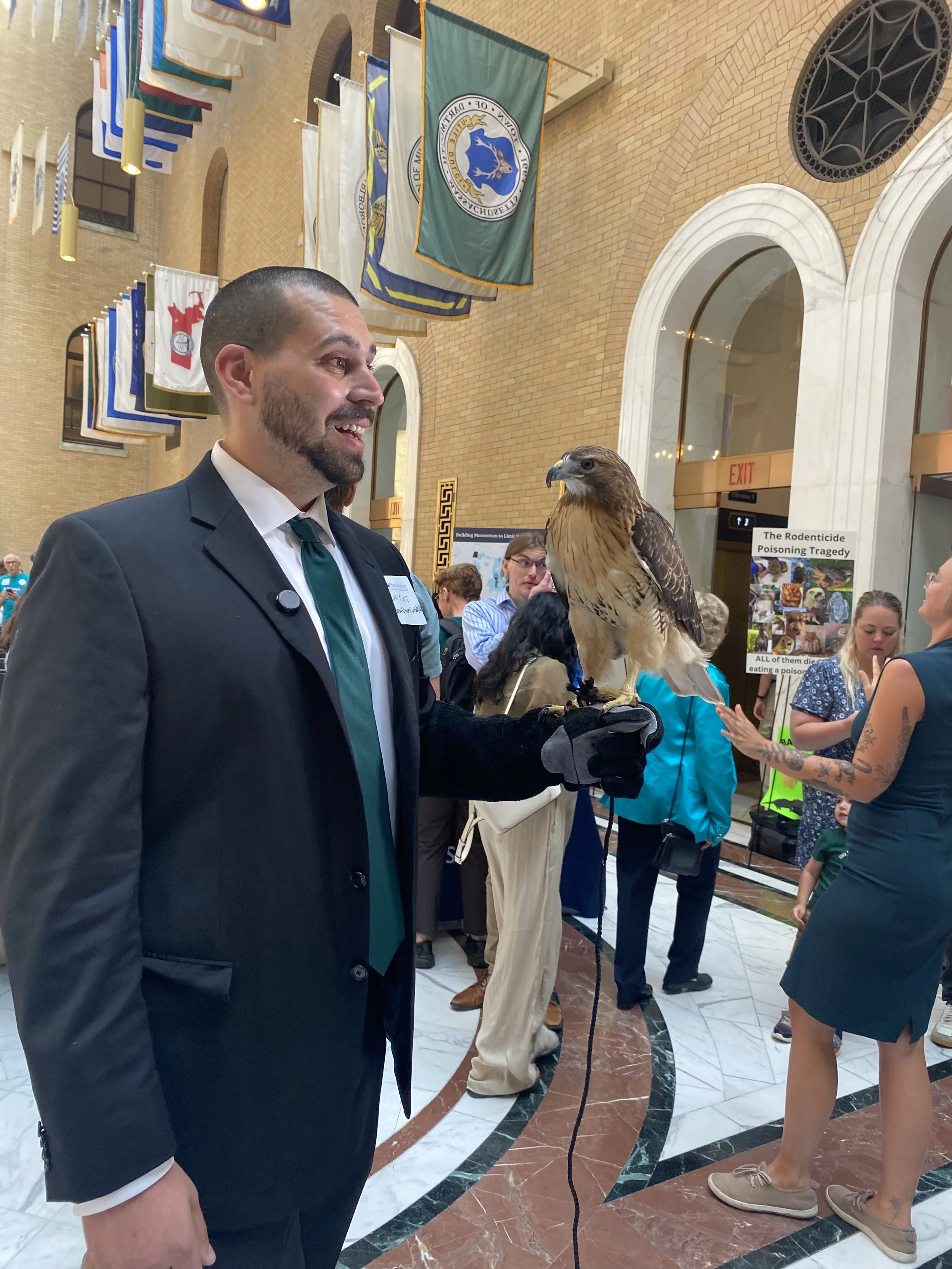 It was great to meet this bird at the Protect Animals from Rodenticide Lobby Day - I am proud to co-sponsor H.965, An Act restricting the use of rodenticides in the environment