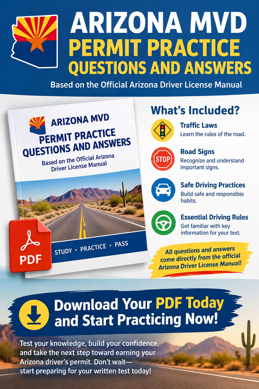 Arizona MVD Permit Practice Questions and Answers  English version