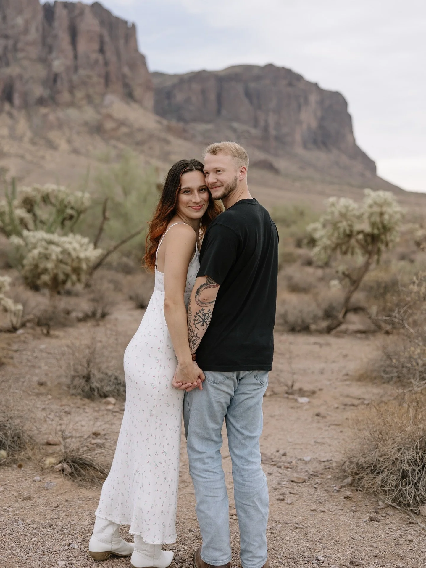 The beautiful future Mr &amp; Mrs Tuck, at sunrise in the desert mountains