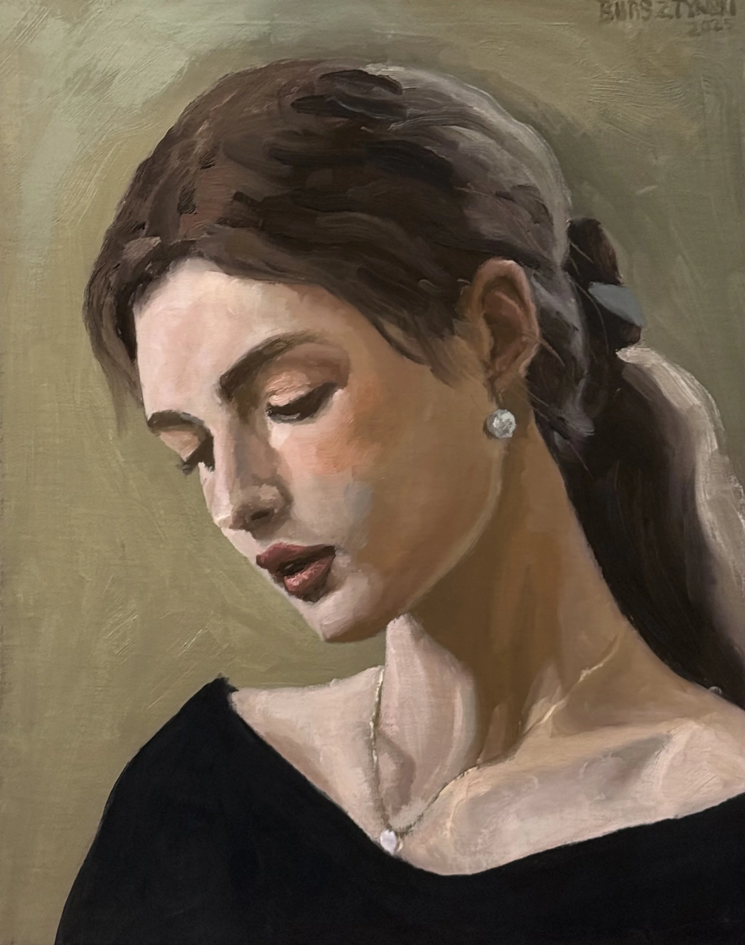 Girl with Earing and Necklace, 11x14in, oil on linen, 2025