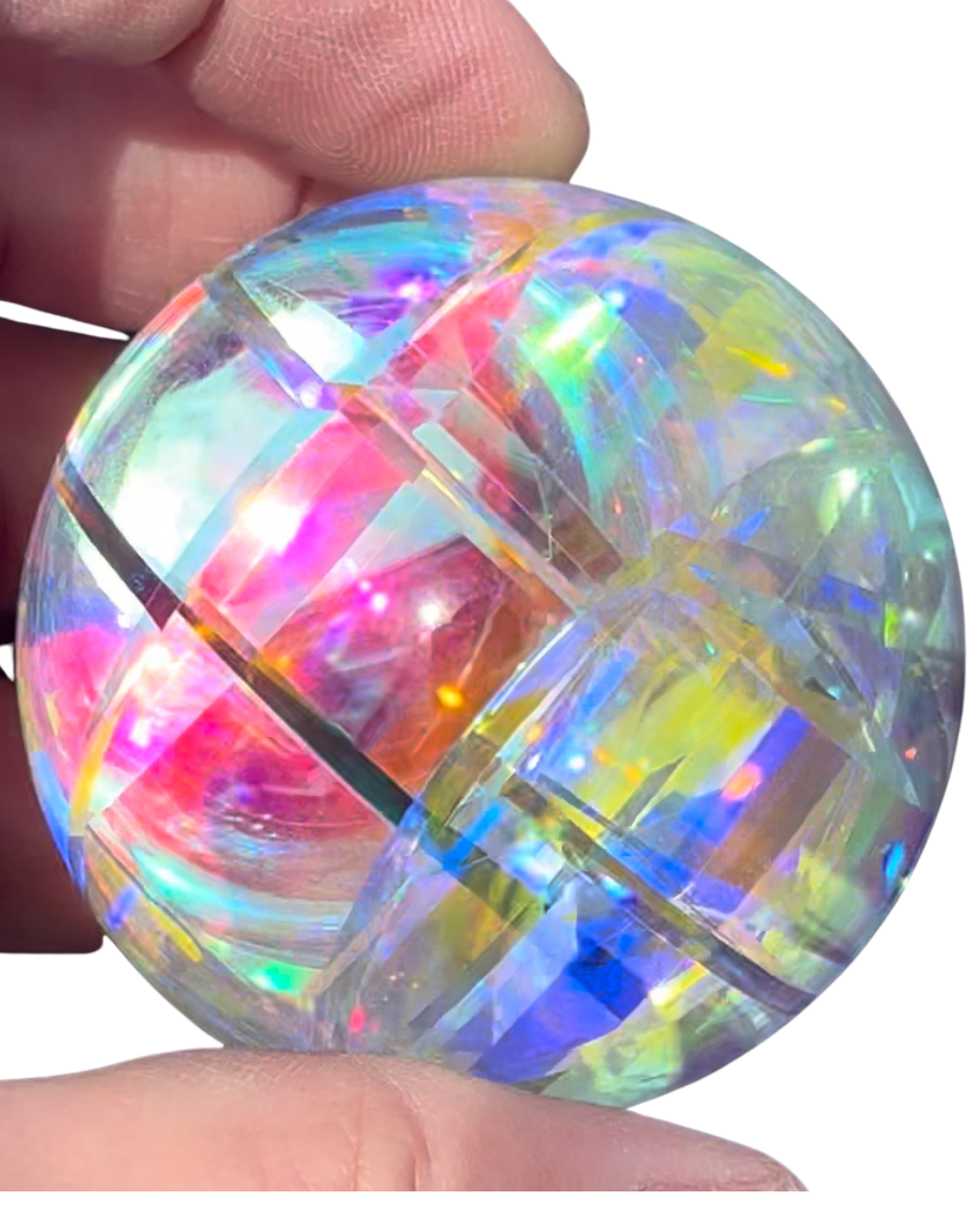 layered art glass sphere sculpted by American artisan