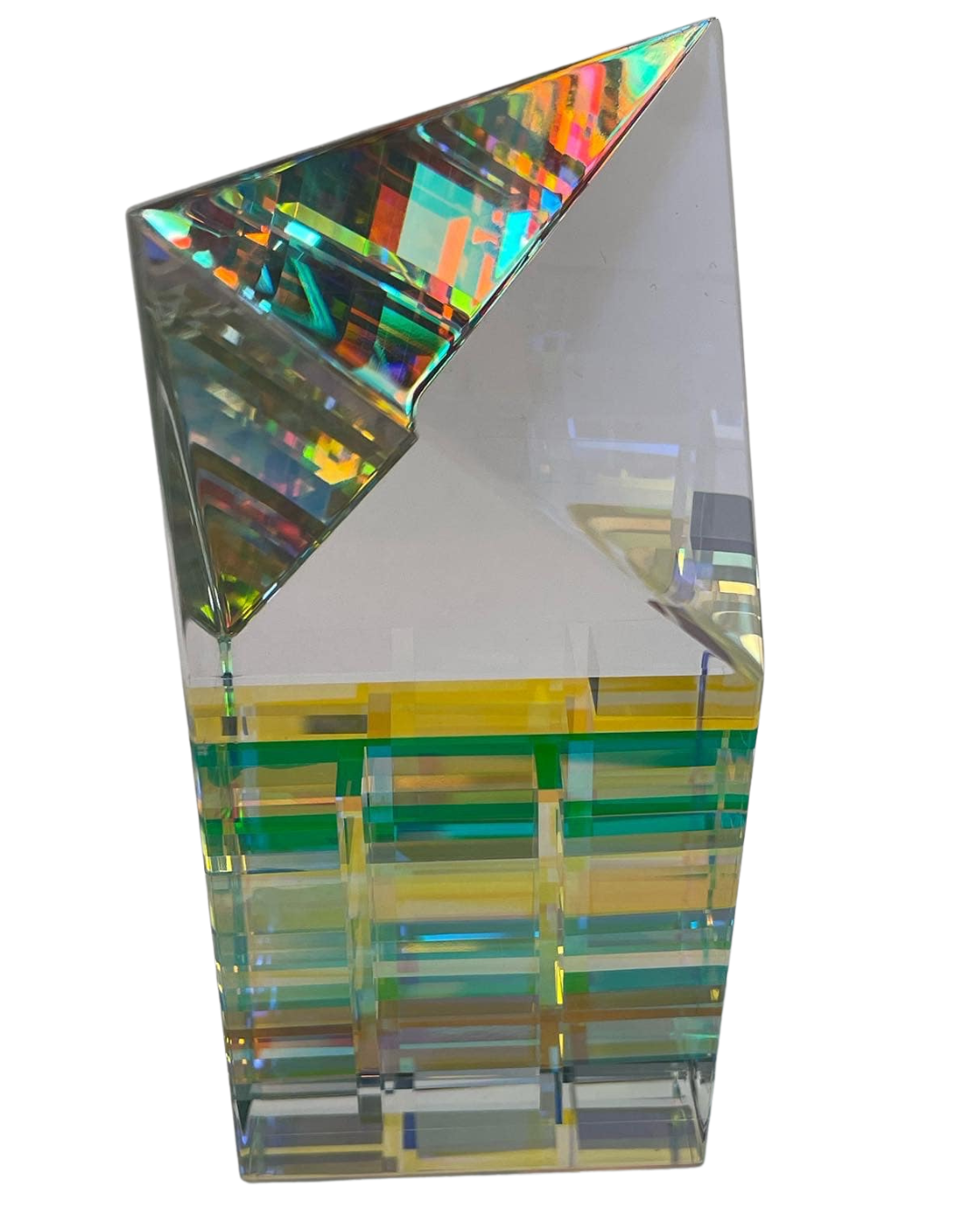 color changing contemporary glass art display