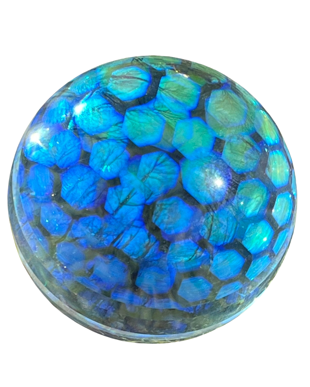 pattered color changing art glass sphere