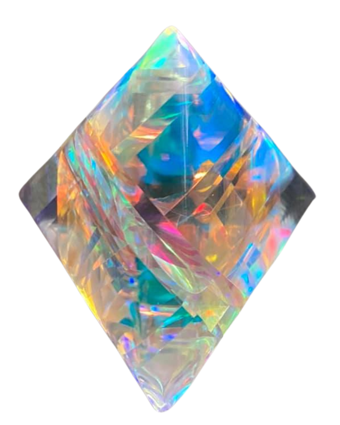color changing hand made glass art pyramid