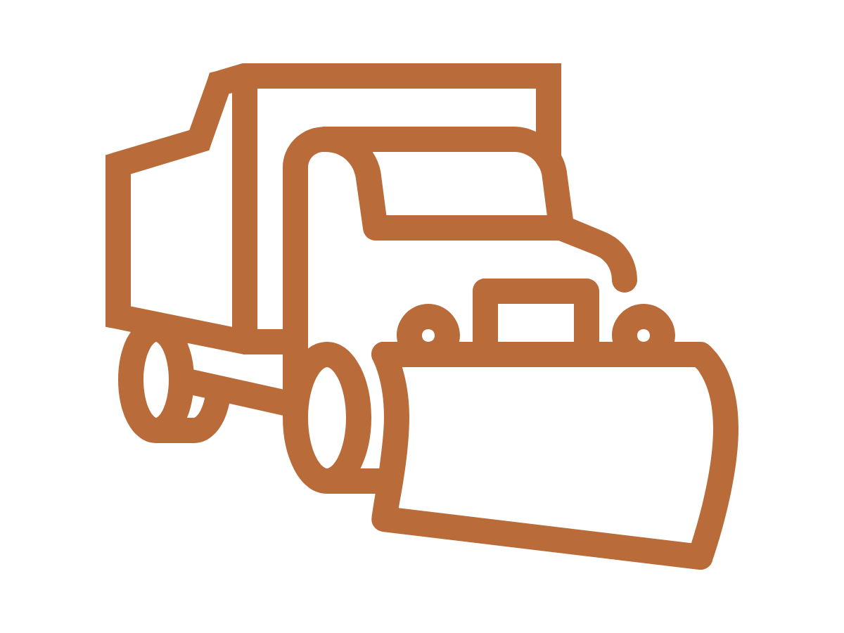 Line drawing of a snow plow truck.