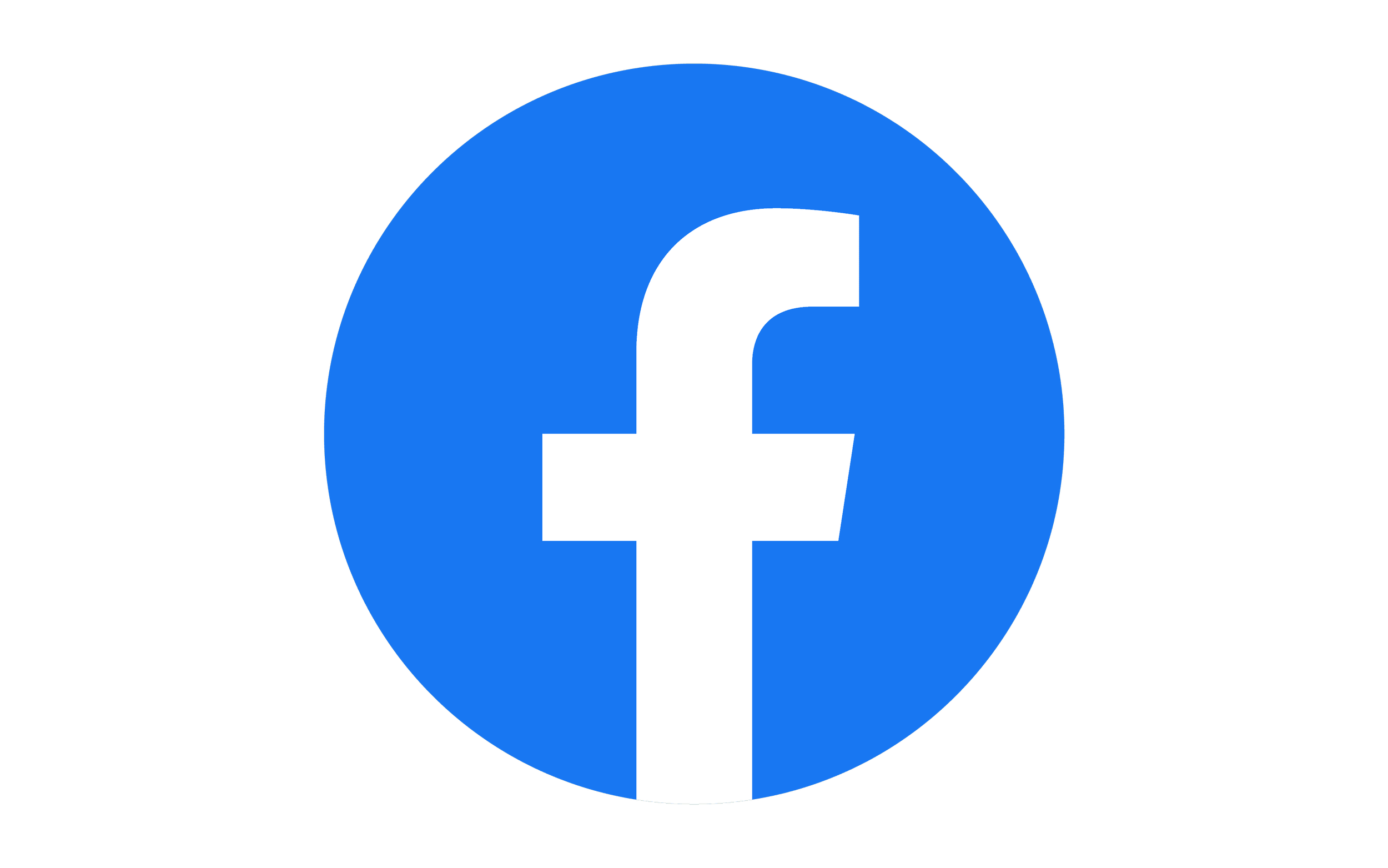 Solid blue circle with a white lower case letter "F" resting along the bottom, barely off centered.