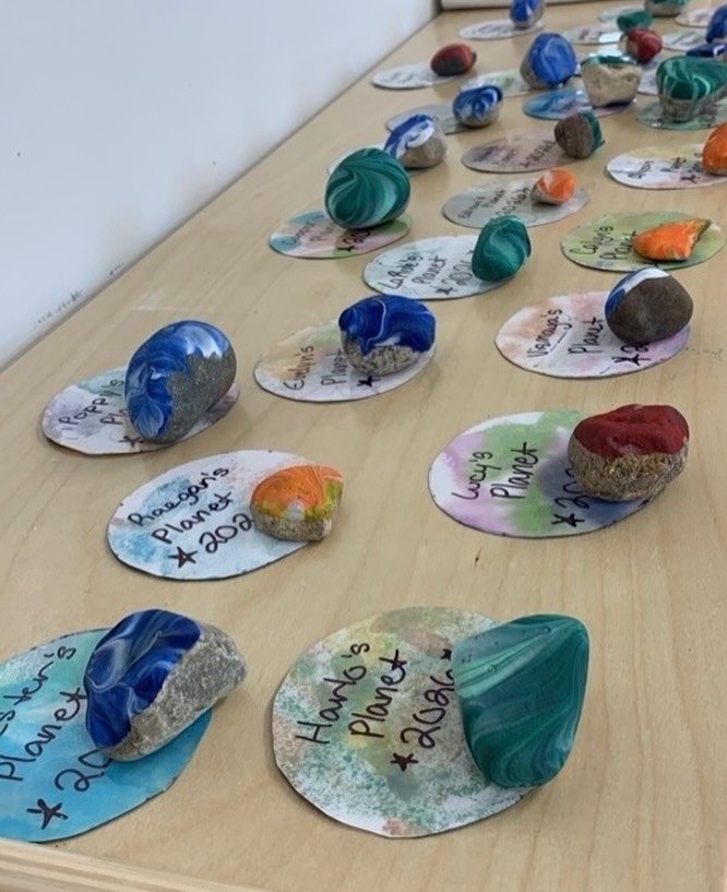 Water color planets and painted moon rocks! 🌏🖌️🪐🌔