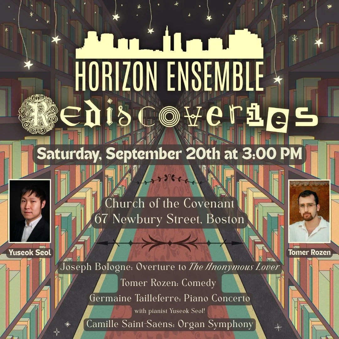 Join us September 20th for the first concert of our season, Rediscoveries! In this program spanning from 1779 to 2021 we reimagine and rediscover elements of the past, enjoying a mainstay of the classical canon alongside historically overlooked piece