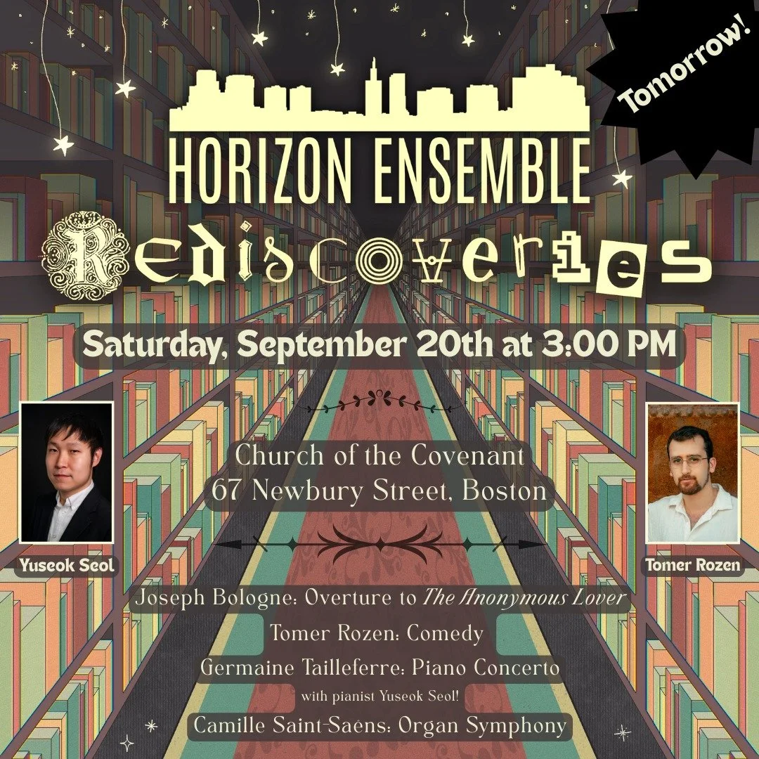 Our first concert of the season is tomorrow at 3:00 PM! The concert is free to attend, but any donation is greatly appreciated. Get your tickets through the link in our bio. We hope to see you there!

 #newenglandmusic #newmusic #boston #bostonmusici
