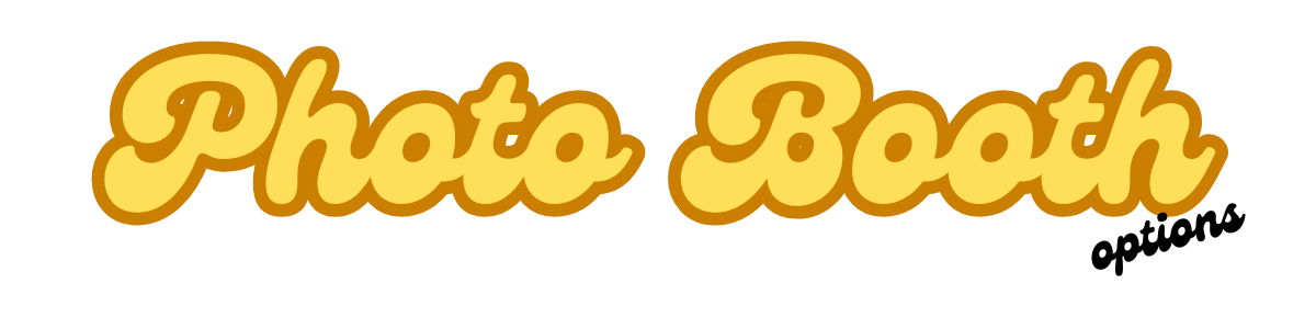 Graphic with the words "Photo Booth" in yellow, cursive font with a darker yellow shadow effect.