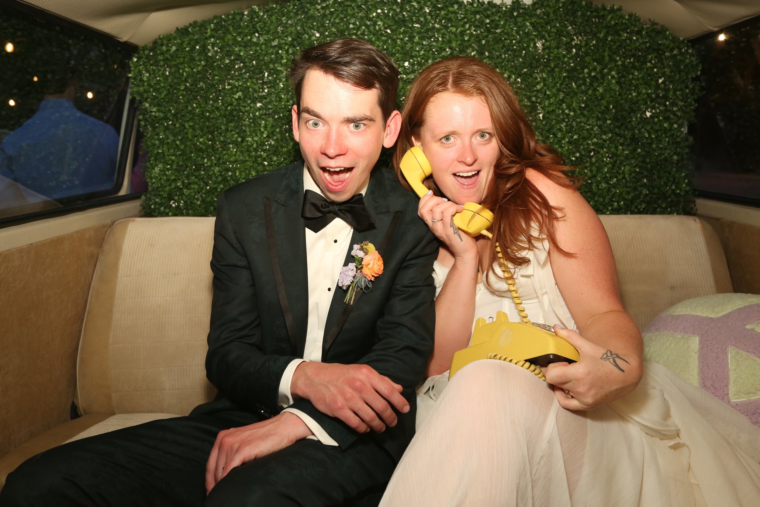 wedding couple in the photo booth