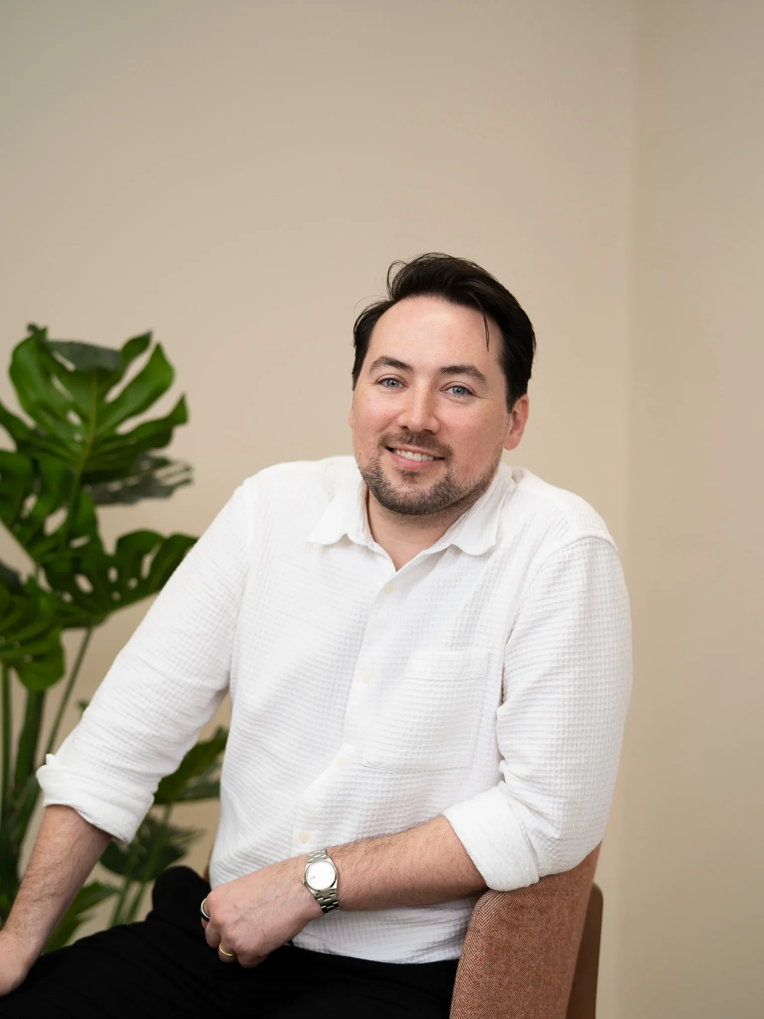 Professional headshot for company website, male subject, London