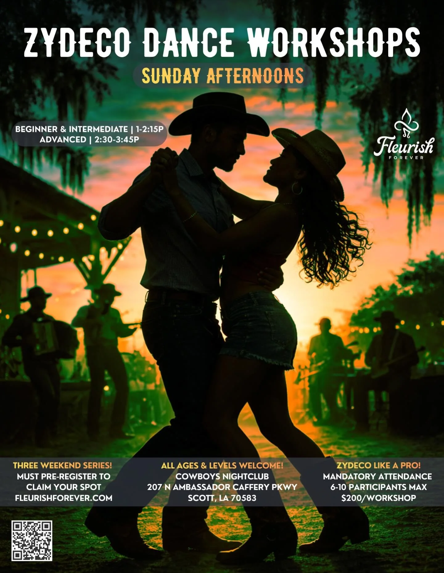 It&rsquo;s time to Zydeco like a PRO &mdash; and it all starts THIS SUNDAY! 🎶✨

Join us for an electrifying workshop where you&rsquo;ll learn the moves, the rhythm, and the confidence to own every beat. Whether you&rsquo;re brand new or looking to l