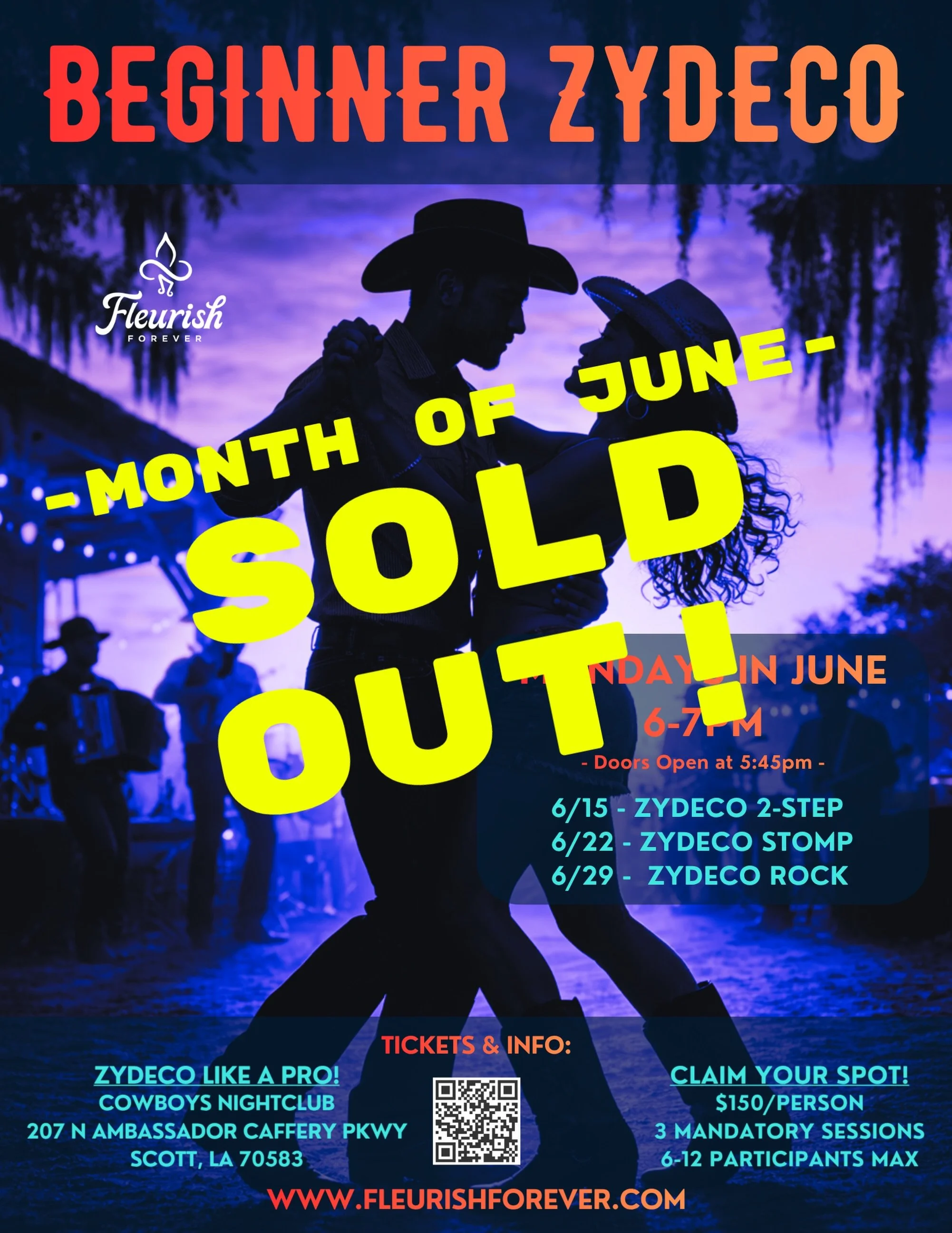 🎉 OFFICIALLY SOLD OUT FOR JUNE! 🎉

Y&rsquo;all did THAT. 🔥💃🏽🪗 Our Beginner Zydeco Workshop is officially FULL for next month and y&rsquo;all about to see how FUN it will be! 🤩 

There&rsquo;s something powerful about watching beginners discove